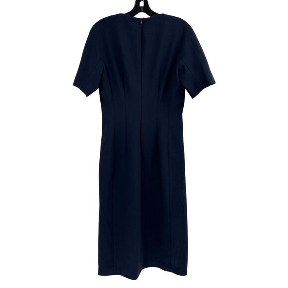 Peserico Inkwell Blue Chain-Trim V-Neck Midi Dress Size 42 | US 6 - Picture 5 of 12